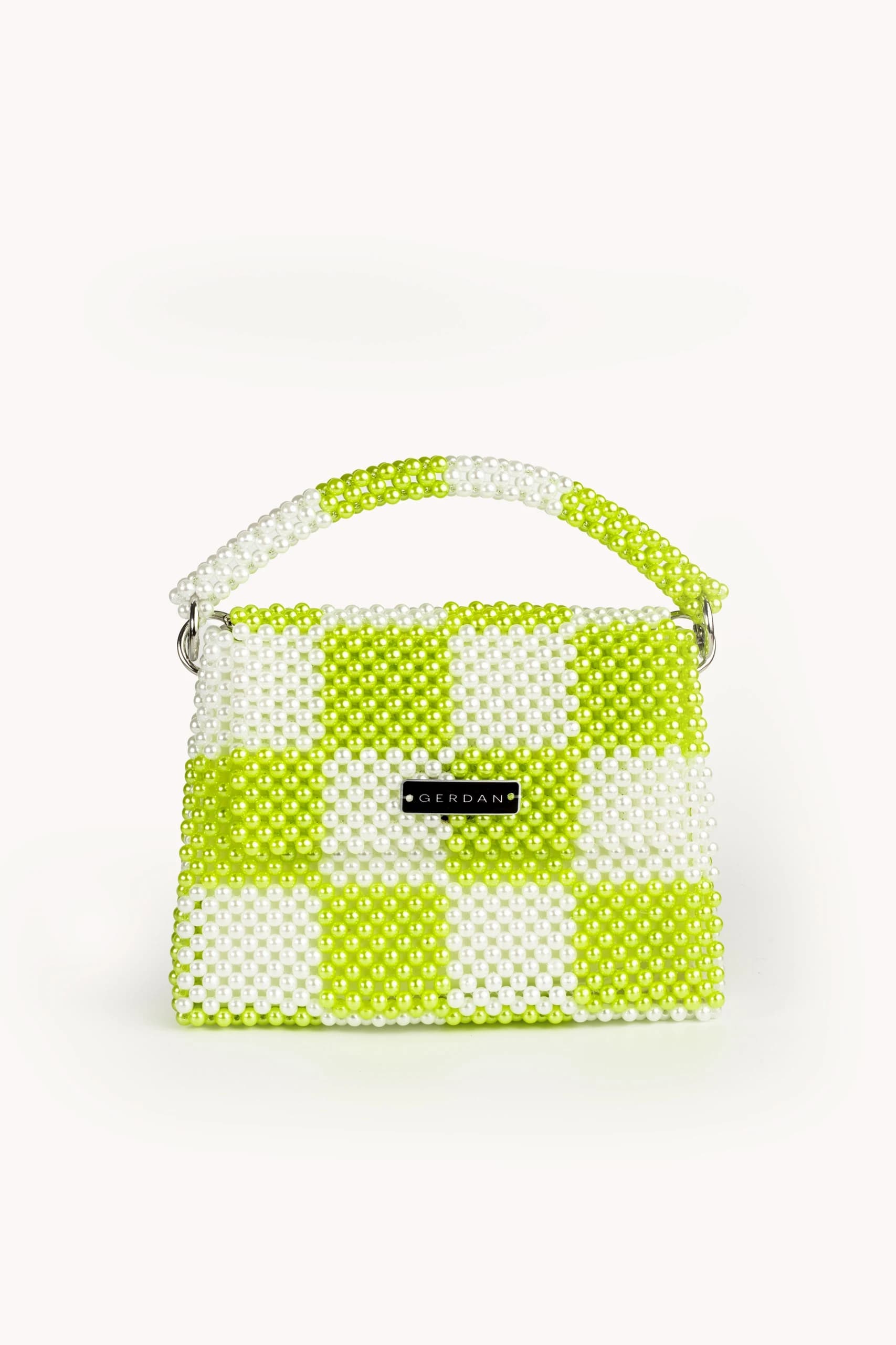 Electric Chess Beaded Bag — Lime