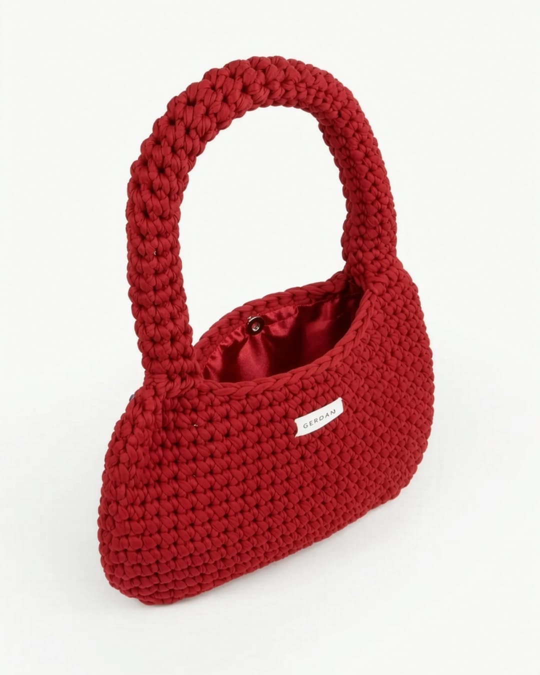 Crocheted Cotton Tote Bag — Cherry — view 2
