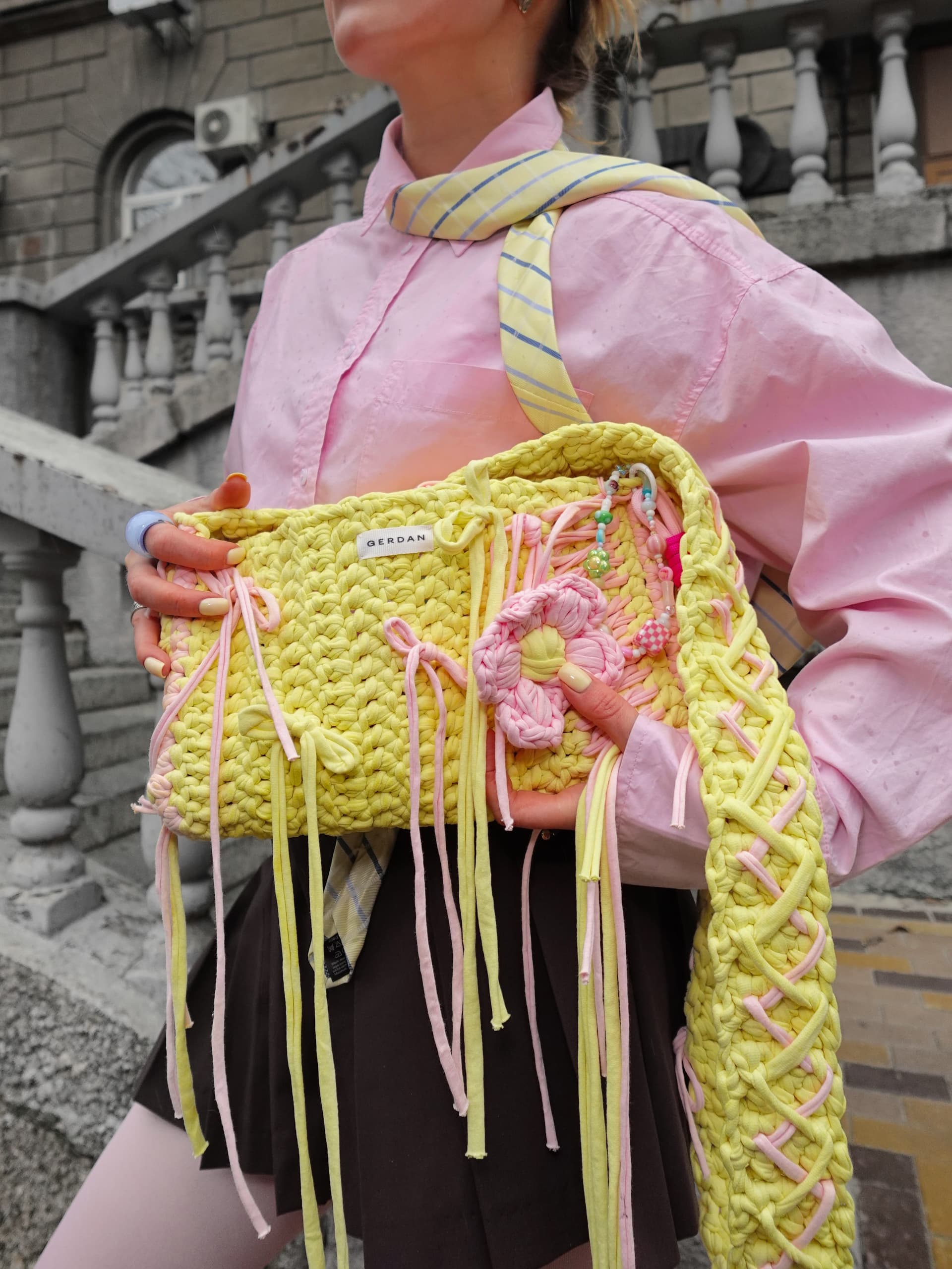 Shoulder Knitted Bag Sorbet — Banana