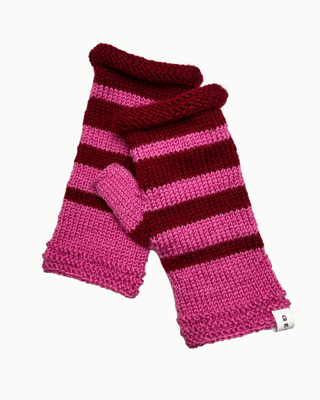 Striped Fingerless Gloves — Cherry