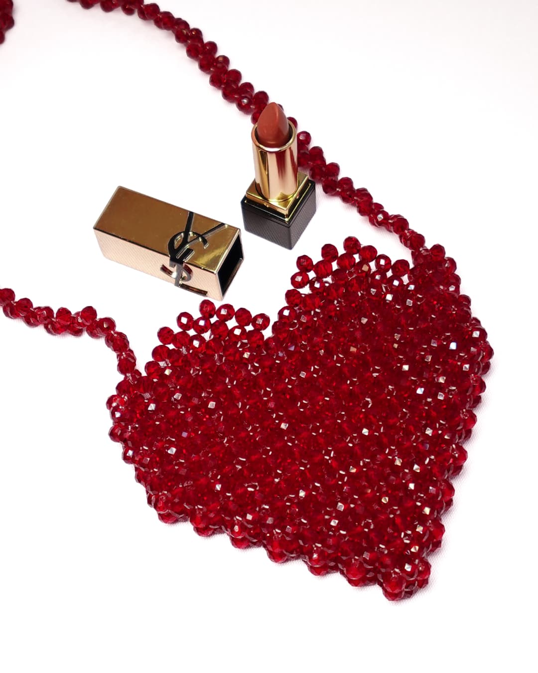 Red Beaded Heart Bag