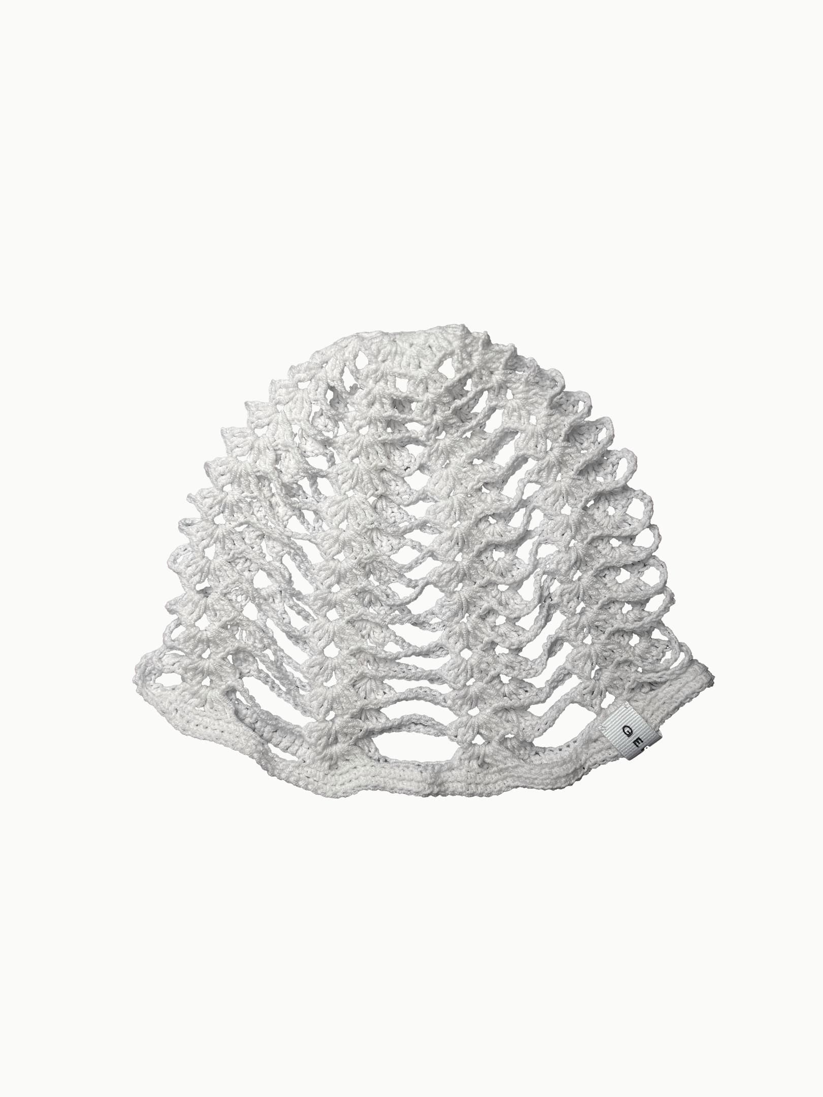 Knitted summer hat crochet — white — view 2