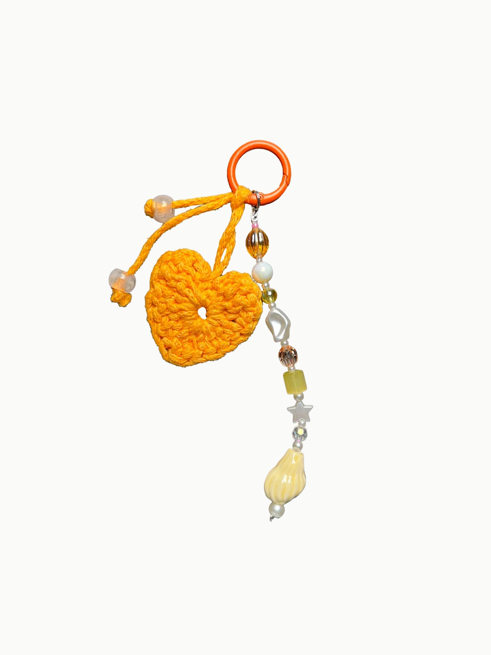 Брелок на сумку з в'язаним сердечком Теплий — Pumpkin