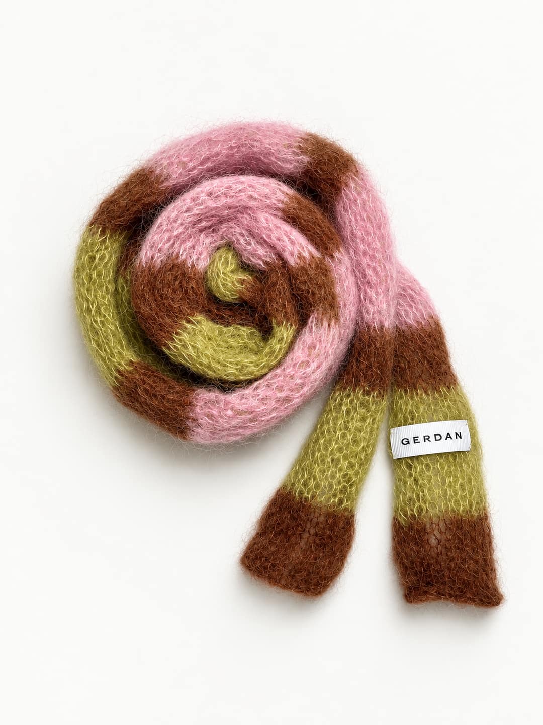 Fluffy striped scarf — Olive